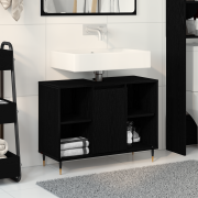 vidaXL Vanity Enhet Svart Ek Konstruerat Trä Medium Svart Ek Vanity