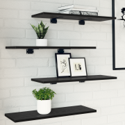 vidaXL Svart Ek Hyllplan – Set om 4, mått 60x20x1.5 cm, gjorda av håll...