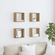 vidaXL Vägghyllor Hantverksmässig ek MDF med faner 26 x 15 x 26 cm