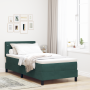 vidaXL Sängbotten med Madrass Mörkgrön 90x200 cm Sammet