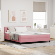 vidaXL Boxfjädrande Säng med Madrass Rosa Super King Sammet