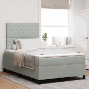 vidaXL Resårsäng med madrass 120x190 cm ljusgrå sammet