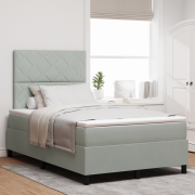 vidaXL Resårsäng med madrass 120x190 cm ljusgrå sammet
