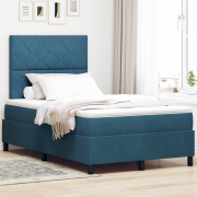 vidaXL boxfjäderbed med madrass mörkblå 120x200 cm sammet