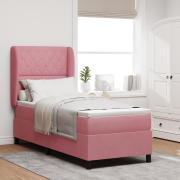 vidaXL Boxfjäder Säng med Madrass Rosa 80x200 cm Sammet
