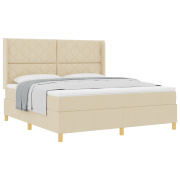 vidaXL Boxspring Säng med Madrass Gräddvit 180x200 cm Tyg