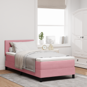 vidaXL Sängbotten med madrass & LED Rosa 80x200 cm Sammet