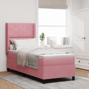 vidaXL Boxspring Säng med Madrass & LED Rosa 80x200 cm Sammet
