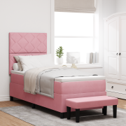vidaXL Boxspring Säng med Madrass & Bänk Rosa 80x200 cm Sammet