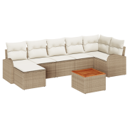 vidaXL 8-delat Trädgårdsoff Set med Kuddar Beige Poly Rattan Akacia
