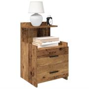 vidaXL Sängbord med 2 lådor gammalt trä 40x36,5x62 cm
