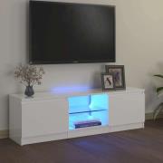 vidaXL TV-bänk med LED-belysning vit högglans 120x30x36 cm