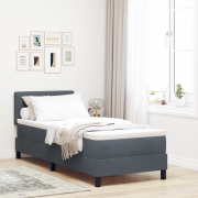 vidaXL Sängbotten med madrass Mörkgrå 80x200 cm Sammet