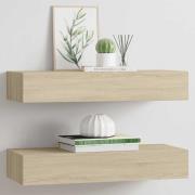 vidaXL Väggmonterad låda 2 st ek 60x23,5x10 cm MDF