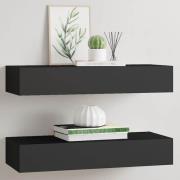 vidaXL Väggmonterad låda 2 st svart 60x23,5x10 cm MDF