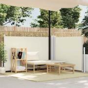 vidaXL Infällbar sidomarkis gräddvit 120x1000 cm