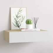 vidaXL Väggmonterad låda ek och vit 40x23,5x10 cm MDF