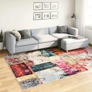 vidaXL Matta tvättbar lappmönster 190x300 cm flerfärgad halkfri