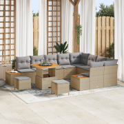 vidaXL 12 Delars trädgårdsoffset med kuddar beige poly rotting akacia