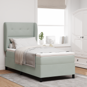 vidaXL Box Spring Säng med Madrass Ljusgrå 80x200 cm i Sammet