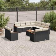 vidaXL Loungegrupp med dynor 12 delar svart konstrotting