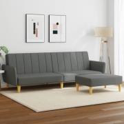 vidaXL Bäddsoffa 2-sits med fotpall mörkgrå tyg