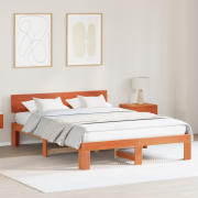 vidaXL Sängram med huvudgavel Vaxad Brun 160x200 cm Massivt Tallträ