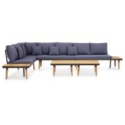 vidaXL Loungegrupp för trädgården med dynor 7-sits delar massivt akaci...