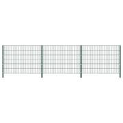 vidaXL Stängselpanel med stolpar järn 5,1x1,2 m grön