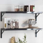 vidaXL Hyllfästen 4 st 23,5x2,5x15,5 cm svart rostfritt stål