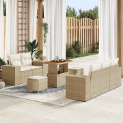 vidaXL 8-delat trädgårdsoffset med kuddar beige Poly Rattan Akacia