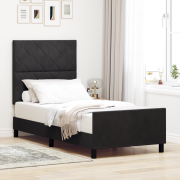 vidaXL Sängram Svart 90x200 cm Sammet