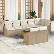 vidaXL 9 Delar Trädgårdsoff-set med kuddar Beige Poly Rotting Akacia
