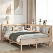 vidaXL Säng med bokhylla utan madrass 120x190 cm massiv furu