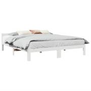 vidaXL Sängram utan madrass vit 160x200 cm massiv furu