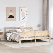 vidaXL Sängram med huvudgavel 200x200 cm massiv furu