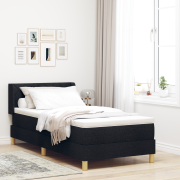 vidaXL Boxspring säng med madrass i svart, 90 x 190 cm, tyg