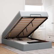 vidaXL Ottoman sängram med madrass ljusgrå 120x200 cm tyg