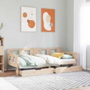 vidaXL Dagbädd med lådor 90x190 cm massiv furu