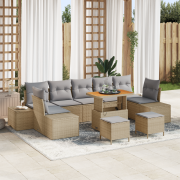 vidaXL 10-delars trädgårdsoff set med kuddar Beige Poly rotting Akacia