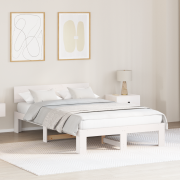 vidaXL Sängram med Huvudgavel Vit 120x200 cm Massivt Furu
