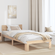 vidaXL Sängram med Huvudgavel 75x190 cm Massivt Tallträ