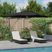 vidaXL Cantilever Roma Parasol med LED-lampor Svart 286x285x270 cm Alu...
