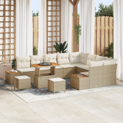 vidaXL 12 Delars Trädgårdsoffa Set med Kuddar Beige Poly Rattan Akacia
