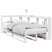 vidaXL Säng med bokhylla utan madrass vit 100x200cm massiv furu