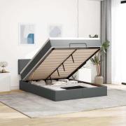 vidaXL Ottoman säng med madrass och LED-lampor mörkgrå 140x200 cm tyg