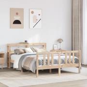 vidaXL Sängram med huvudgavel 120x200 cm massiv furu