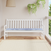 vidaXL Dyna för trädgårdsbänk blå- och vitrandig 180x50x4 cm oxfordtyg