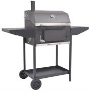 vidaXL Rökgrill BBQ kol med nedre hylla svart