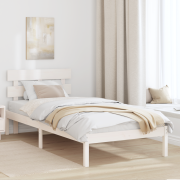 vidaXL Sängram med Huvudgavel Vit 90x190 cm Massiv Trä Tall